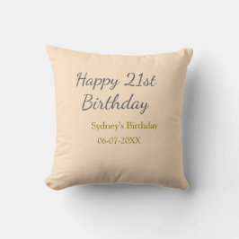 Pastel orange gray happy 21st birthday name date kissen
