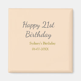 Pastel orange gray happy 21st birthday name date magnet