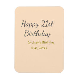 Pastel orange gray happy 21st birthday name date magnet