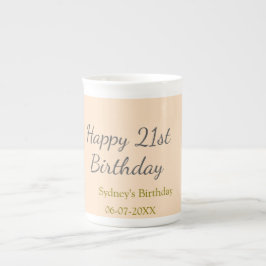 Pastel orange gray happy 21st birthday name date prozellantasse