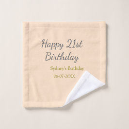 Pastel orange gray happy 21st birthday name date waschlappen