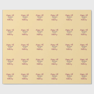 Pastel orange happy 30th birthday name date purple geschenkpapier