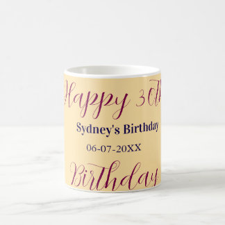 Pastel orange happy 30th birthday name date purple kaffeetasse