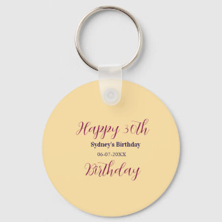 Pastel orange happy 30th birthday name date purple schlüsselanhänger