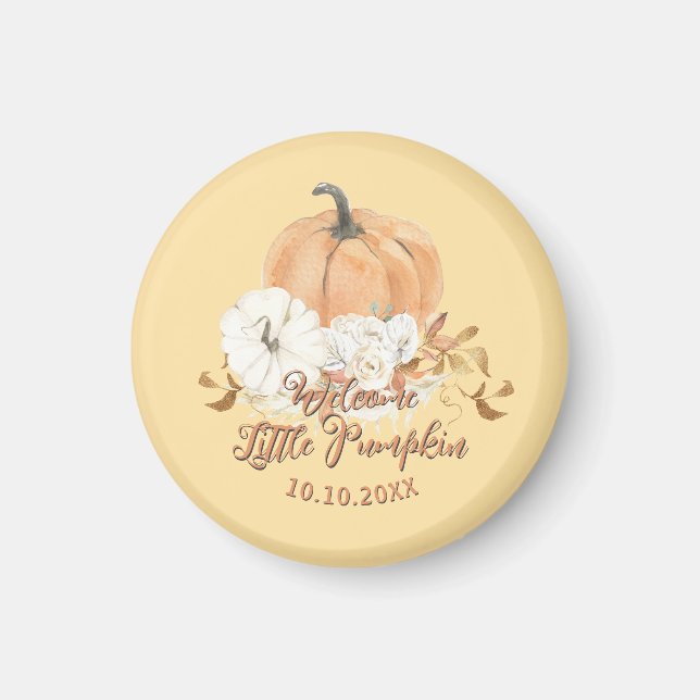 Pastel Orange Little Pumpkin Baby Shower Magnet (Vorne)
