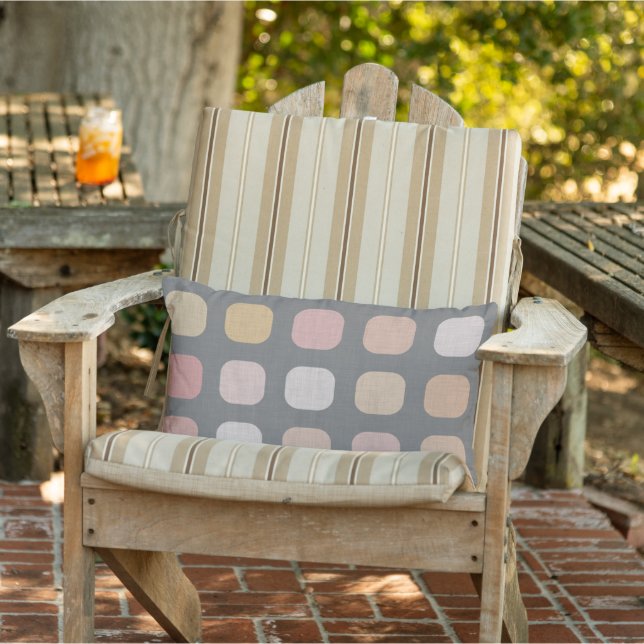 Pastel Orange Rosa Runder Platz Art Muster Kissen Für Draußen (Stuhl )