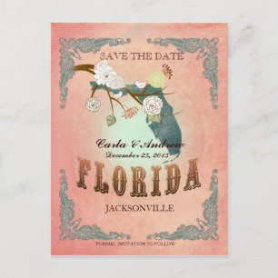 Pastel Orange Save the Date - mit hübschen Vögeln Ankündigungspostkarte
