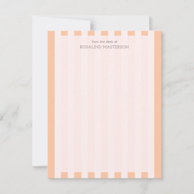 Pastel Orange Streifen Elegantes Monogramm Mitteilungskarte (Vorderseite)