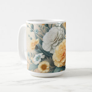 Pastel Orange und Weiße Nelken Kaffeetasse