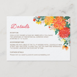 Pastel Orange Yellow Spring Dahlia Blume Hochzeit Begleitkarte