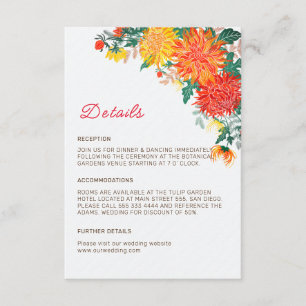 Pastel Orange Yellow Spring Dahlia Blume Hochzeit Begleitkarte