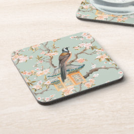 Pastel Orientalischer Vogel und Fruchtblüten Getränkeuntersetzer