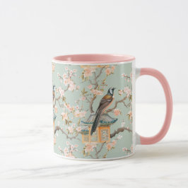 Pastel Orientalischer Vogel und Fruchtblüten Tasse
