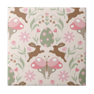 Pastel Ostersonne und Blume Muster Fliese