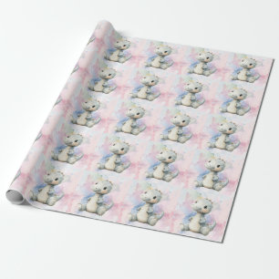 Pastel Paint Splash Adorable Dinosaur Kinderdusche Geschenkpapier