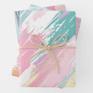 Pastel Paint Strokes Muster Geschenkpapier Set