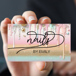 Pastel Paint Tropfen Nail Salon Manicurist Visitenkarte