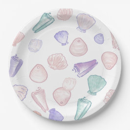 Pastel Painterly Seashell Unterhalb des Party Pappteller