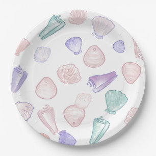 Pastel Painterly Seashell Unterhalb des Party Pappteller