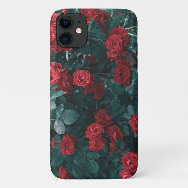 Pastel Pale Green Rote Rosen Blume iPhone 11 Fall Case-Mate iPhone Hülle (Rückseite)