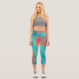 Pastel Pale Turquoise Coral Abstrakte Kunst Capri Leggings