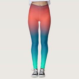 Pastel Pale Turquoise Coral Abstrakte Kunst Leggings