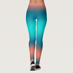 Pastel Pale Turquoise Coral Abstrakte Kunst Leggings