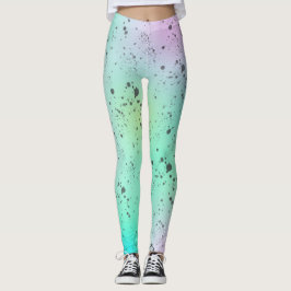 Pastel Pale Turquoise Pink Abstrakte Kunst Gray Sp Leggings