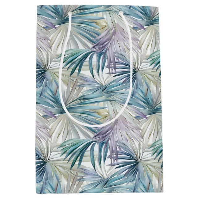 Pastel Palm Leaf Gemustert Mittlere Geschenktüte (Vorderseite)