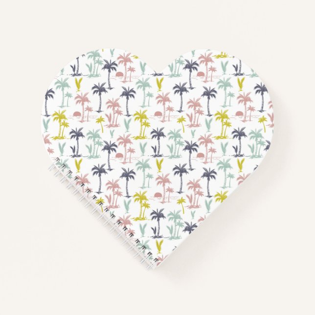 Pastel Palm Tree by Beach Pattern Notizbuch (Vorderseite)