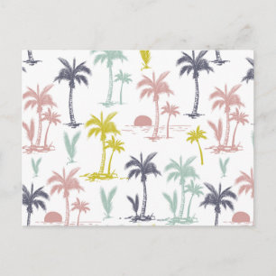 Pastel Palm Tree by Beach Pattern Postkarte