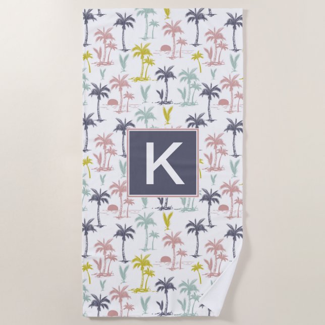 Pastel Palm Tree by Beach Pattern Strandtuch (Vorderseite)