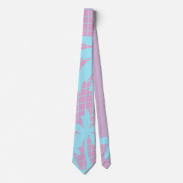 Pastel Palm Trees Grid Glitch Neck Tie Krawatte