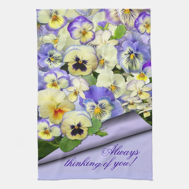 Pastel Pansies ~ Serviette de cuisine # 2 (Vertical)