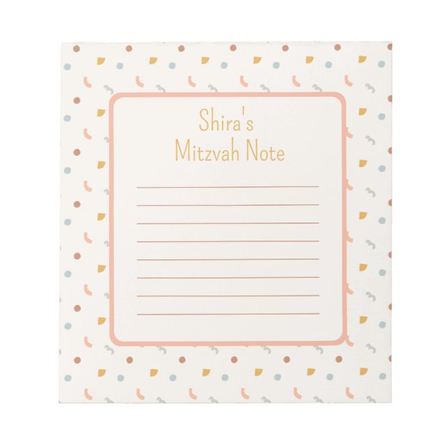 Pastel party Mitzvah Note Notizblock (Vorderseite)