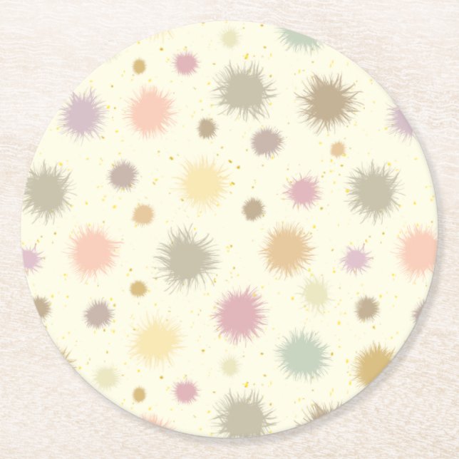 Pastel Party Pollen - nahtlos. Runder Pappuntersetzer (Vorderseite)