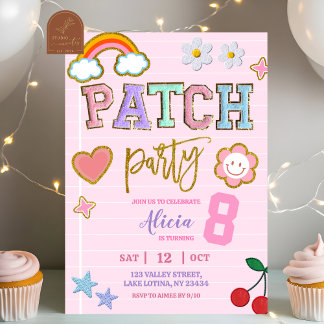 Pastel-Patch-Party Geburtstag Einladung