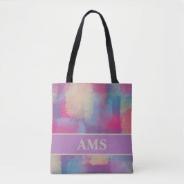 Pastel Patchwork Abstract Design Initials Tasche