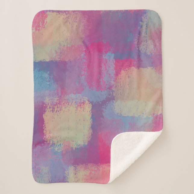 Pastel Patchwork Abstract Design Sherpadecke (Vorderseite)