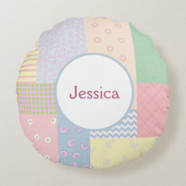 Pastel Patchwork Rundes Kissen