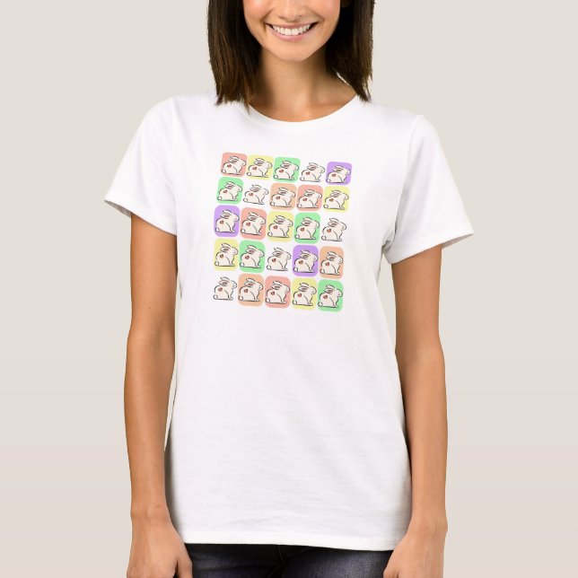 Pastel Patchwork White Bunnies T - Shirt (Vorderseite)