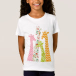 Pastel Pattern Giraffes Girl's Babydoll T Shirts<br><div class="desc">4 Giraffen mit weißem Quadrat in Rosa,  orange-weiße Kronen,  weiße Blätter und rote Beeren in aquamarinen und roten Blume in hellbeigen Mustern. Der Hintergrund hat schattige Polka Punkte im Verlauf von hellblau bis aquamarin. Dies ist eine digitale Abbildung.</div>