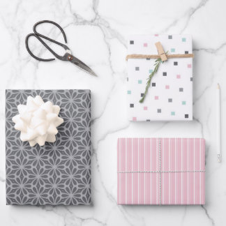 Pastel Pattern of Gray, Pink, Mint Geometric Shape Geschenkpapier Set