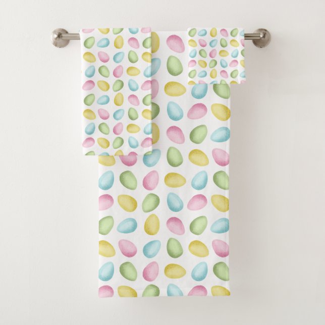 Pastel Pattern Of Watercolor Easter Eggs Badhandtuch Set (Insitu)
