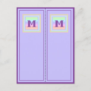 Pastel Patterned Monogram M Signets de carte posta