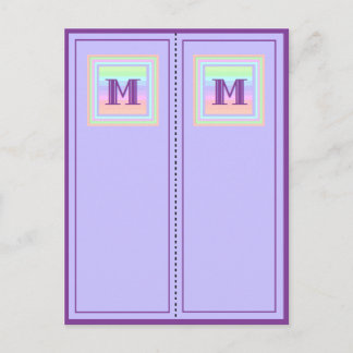 Pastel Patterned Monogram M Signets de carte posta