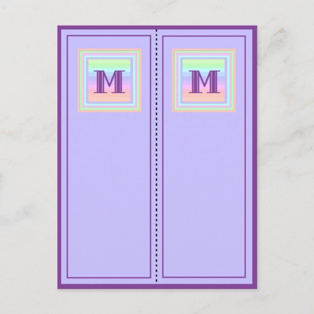 Pastel Patterned Monogram M Signets de carte posta (Devant)