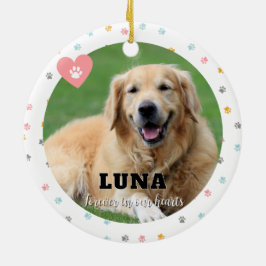 Pastel Paw Print Hund Foto Memorial Ornament