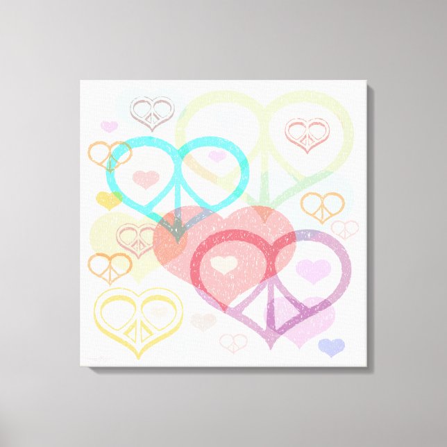 Pastel Peace & Love toile Imprimer (Recto)