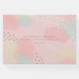 Pastel Peach Abstrakt Art Wedding Gästebuch